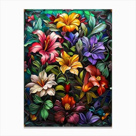 Colorful Stained Glass Flowers 21 Canvas Print