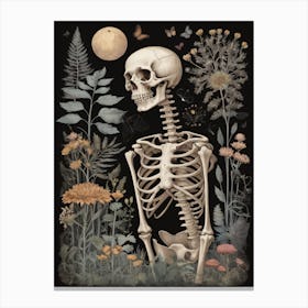 Botanical Skeleton Vintage Flowers Painting (91) Canvas Print