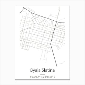 Byala Slatina,Bulgaria Minimalist Map Canvas Print