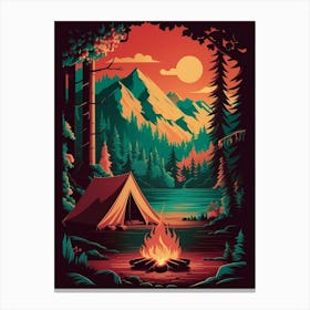 Campfire In The Woods Canvas Print