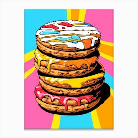 Cartoon Stack Of Frosted Cookies Pop Art Canvas Print