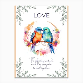 Romantic Birds Love Quote variation 3 Canvas Print