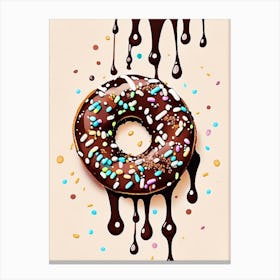 Bite Sized Bagel Pieces Dipped In Melted Chocolate And Sprinkles Marker Art 3 Canvas Print