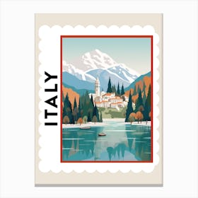 Retro Winter Stamp Poster Lake Como Italy 2 Canvas Print