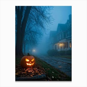 Haunting Halloween Greetings On A Misty Night (33) Canvas Print