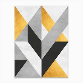 Geometric gray and gold 2 Canvas Print