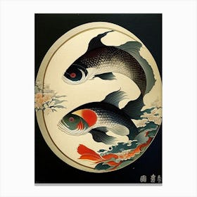 Fish Yin and Yang 6, Japanese Ukiyo E Style Canvas Print