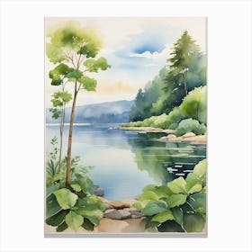 Watercolor Of A Lake 1 Canvas Print