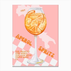 Colourful Retro Aperol Spritz Cocktail Canvas Print