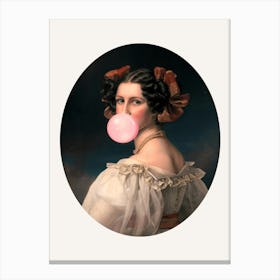 Lady Blowing Bubble Gum Canvas Print