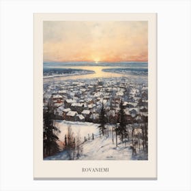 Vintage Winter Painting Poster Rovaniemi Finland Canvas Print