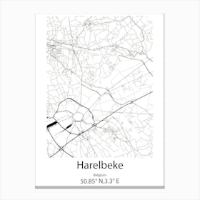 Harelbeke,Belgium Minimalist Map Canvas Print