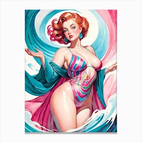 Portrait Of A Curvy Woman Wearing A Sexy Costume (22) Canvas Print