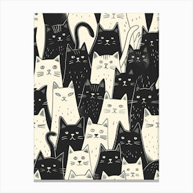 Perfectly Repeatable Artwork With Cute Cat Faces 38 Canvas Print