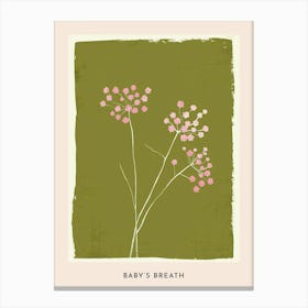Pink & Green Babys Breath 1 Flower Poster Canvas Print