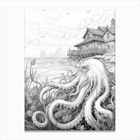 Octopus Detailed Drawing 2 Canvas Print