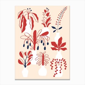 Indoor Garden Red And Blue Canvas Print