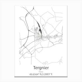 Tergnier,France Minimalist Map Canvas Print