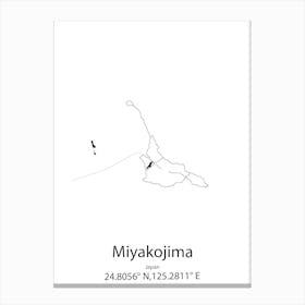 Miyakojima,Japan Minimalist Map Canvas Print