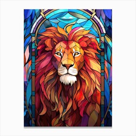 Lion Art Painting Stained Glass Style 4 Canvas Print
