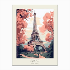 Eiffel Tower, Paris France   Cute Botanical Illustration Travel Poster Canvas Print