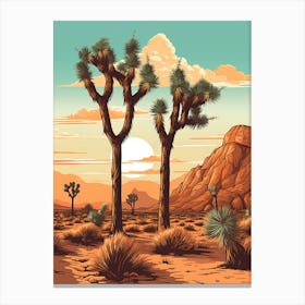  Retro Illustration Of A Joshua Trees At Dawn In Desert 6 Canvas Print