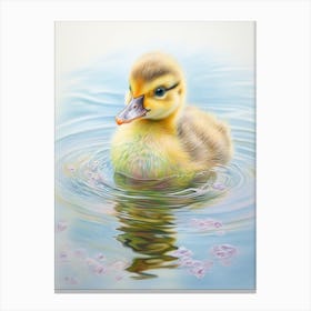Ducklings Floating Along The Water 2 Canvas Print