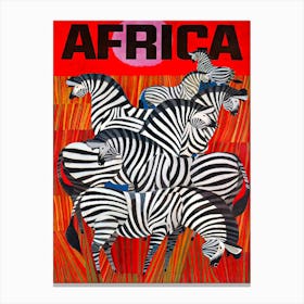 African Zebras, Africa Vintage Travel Poster Canvas Print