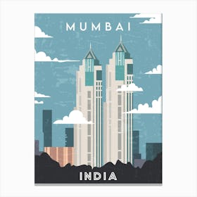Mumbai, India — Retro travel minimalist poster Canvas Print