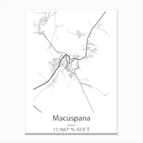 Macuspana,Mexico Minimalist Map Canvas Print