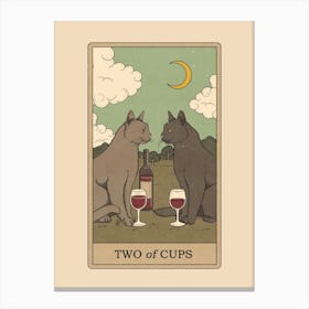 Two Of Cups   Cats Tarot Canvas Print