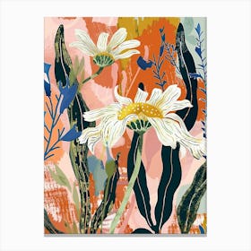 Colourful Flower Illustration Oxeye Daisy 3 Canvas Print