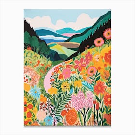 Colourful Countryside Landscape Illustration 1 Canvas Print