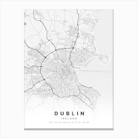 Dublin Ireland White Map Canvas Print