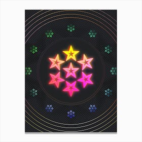 Neon Geometric Glyph in Pink and Yellow Circle Array on Black n.0329 Canvas Print