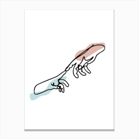 Female Hands Touch Line Art Canvas Print