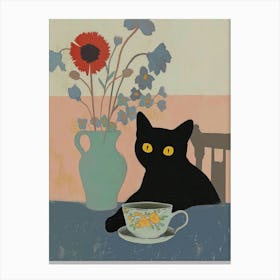 Black Cat Print Still Life With Tea Emile Bernard Funny Canvas Print