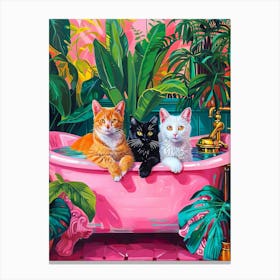 Three cats in the bathtub Canvas Print