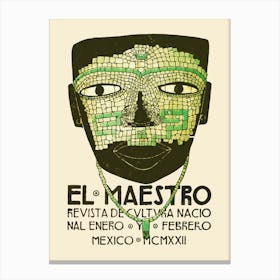 Mexican Art El Maestro Magazine Revists Green Mask Canvas Print