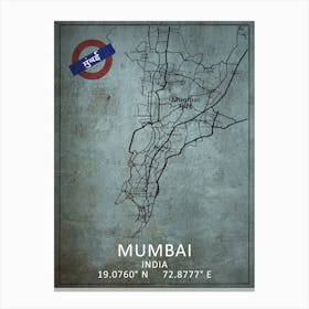 Mumbai Map Canvas Print