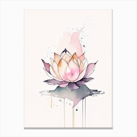 Lotus Flower, Buddhist Symbol Minimal Watercolour 3 Canvas Print