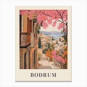 Bodrum Turkey 4 Vintage Pink Travel Illustration Poster Canvas Print