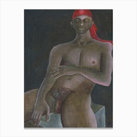 Male Nude With A Red Bandana - painting erotic homoerotic sex adult mature Anton Maliar man Canvas Print