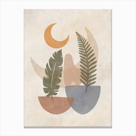 Moon And Ferns 1 Canvas Print