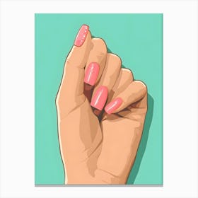 Woman'S Hand With Pink Nails Canvas Print