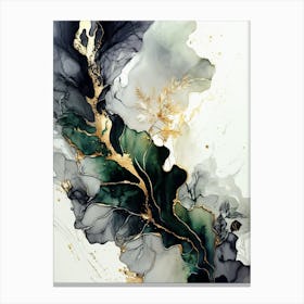 Gold And Black Marble Abstract Painting 1 Canvas Print
