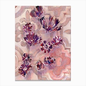 Violet Flowers On A Tile Canvas Print