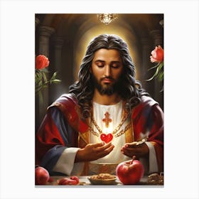 Jesus Holding A Heart Canvas Print