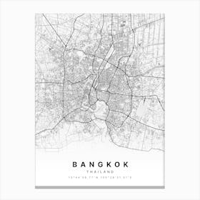 Bangkok Thailand White Map Canvas Print