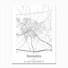 Komotini,Greece Minimalist Map Canvas Print